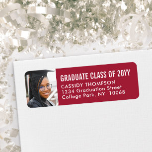 Graduation Photo Red and White Return Address Label