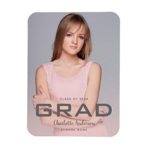 Graduation photo rose gold modern magnet