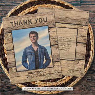 Graduation Photo Rustic Country Wood Thank You