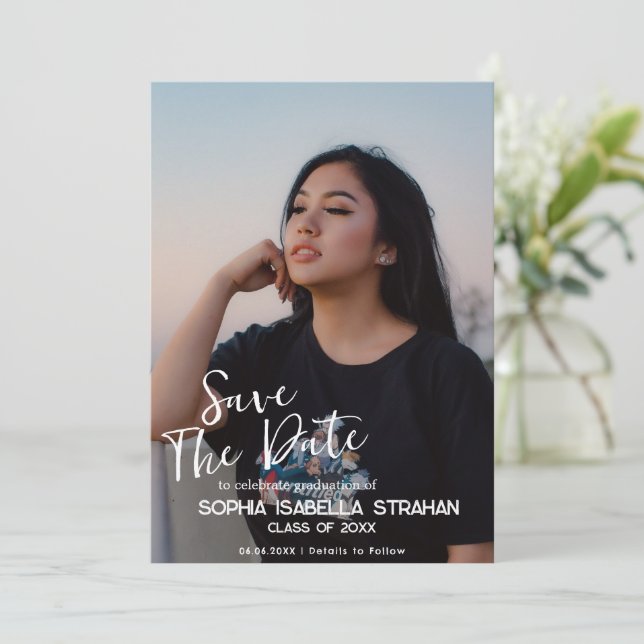 Graduation Photo Save The Date (Standing Front)