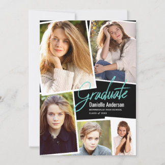 Graduation Photo Scatter Collage Modern Script Announcement