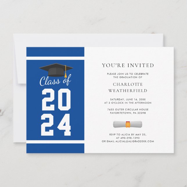 Graduation Photo Script Grad 2024 Party Invitation (Front)