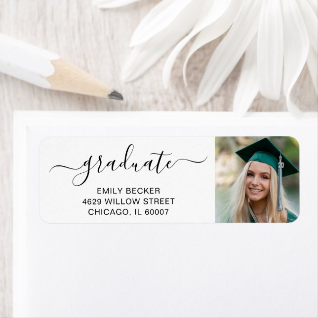 Graduation Photo Script Graduate Return Address Label (Insitu)