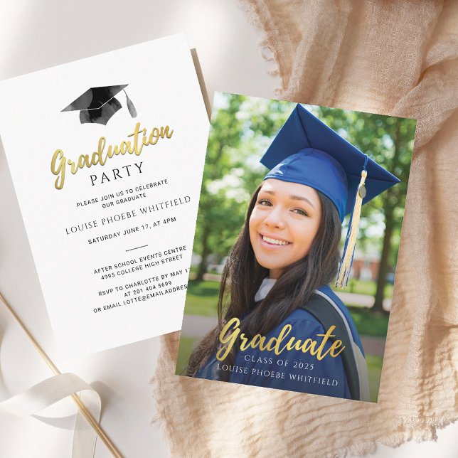 Graduation Photo Script Modern Party Invitation (Graduation Photo Script Modern Party Invitation)
