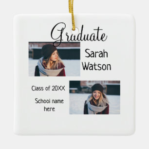 graduation photo simple classic add class year sch ceramic ornament