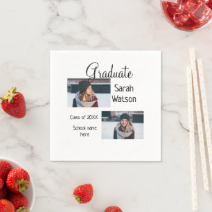 graduation photo simple classic add class year sch napkin
