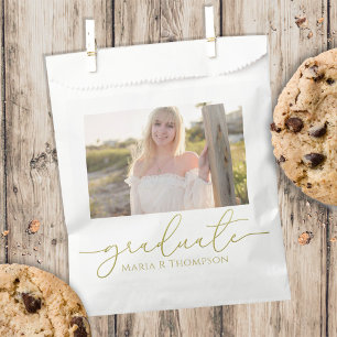 Graduation Photo Simple Elegant Gold Minimalist Favour Bag