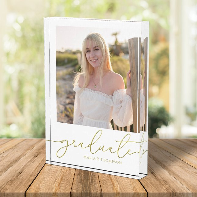 Graduation Photo Simple Minimalist Gold Block (Creator Uploaded)