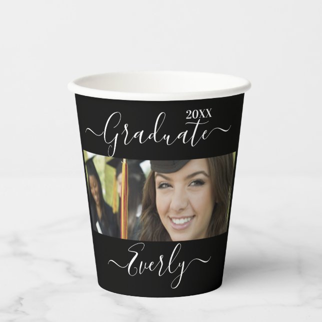 Graduation Photo Simple Modern Open House Party Pa Paper Cups (Front)