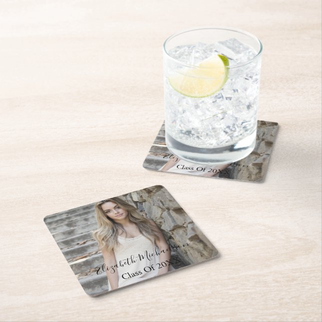Graduation Photo Square Paper Coaster (Insitu)