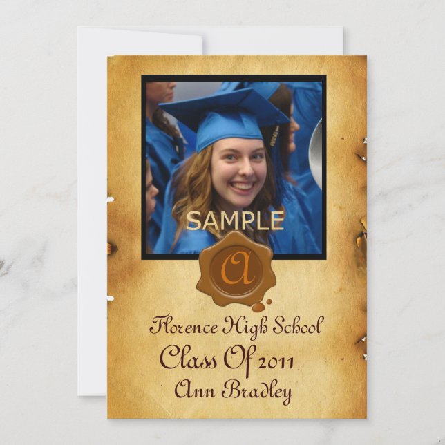 GRADUATION PHOTO TEMPLATE PARCHMENT Brown Wax Seal (Front)