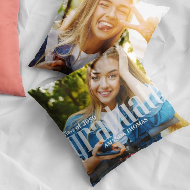 Graduation Photo Template Typography Custom Cushion (Creator Uploaded)