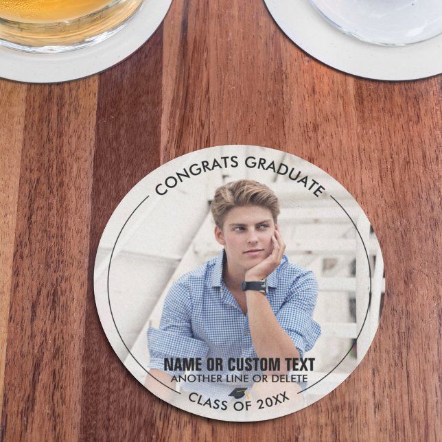 Graduation Photo Thank You Class of 2019 Custom Round Paper Coaster (Creator Uploaded)