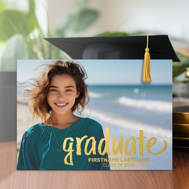 Graduation Photo - ustic Script with Grad Party (Graduation Party Invitation with Multiple Photos)