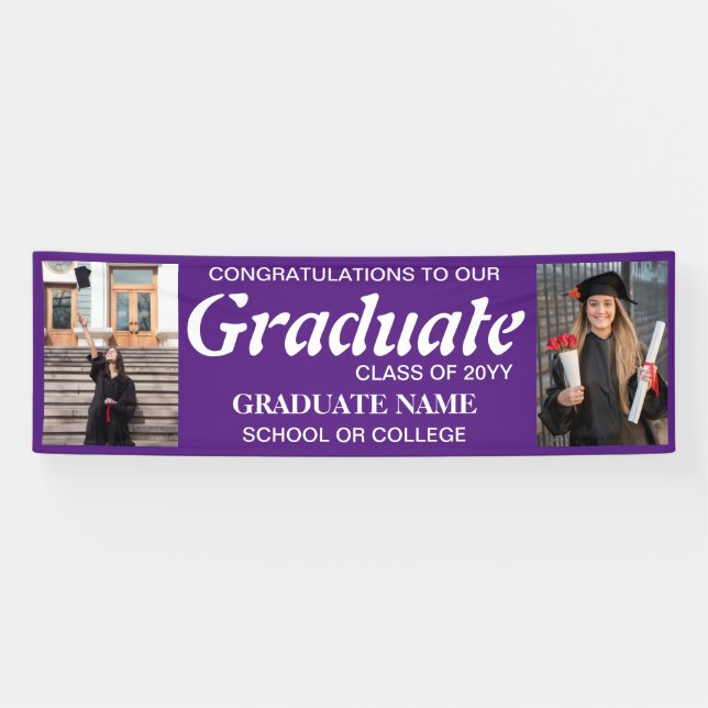 Graduation Photos, Class of Year,Graduate Purple Banner (Horizontal)