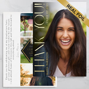 Graduation Photos Elegant Foil Thank You Card