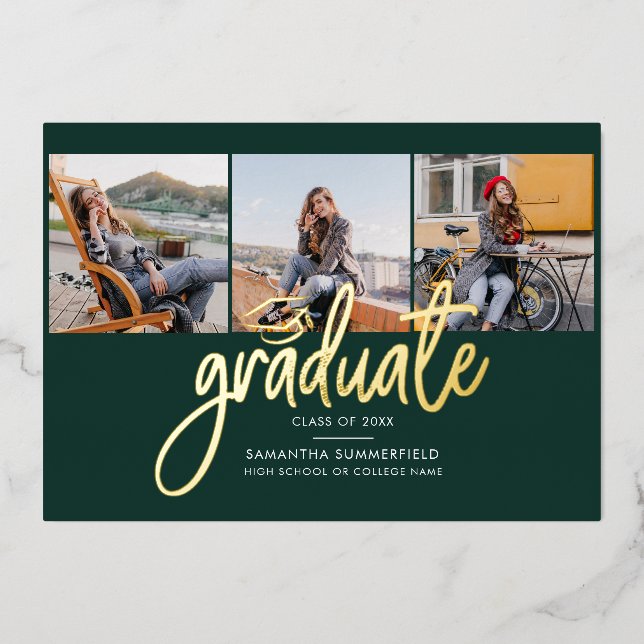 Graduation Photos Grad 2025 Gold Foil Announcement (Front)