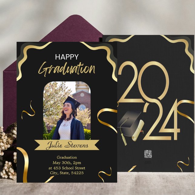 Graduation Picture Gold Ribbon Card 2024 (Creator Uploaded)