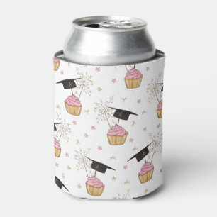 Graduation Pink Cupcake Personalised Can Cooler