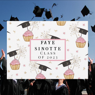 Graduation Pink Cupcake Personalised Note Card