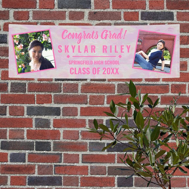 Graduation Pink Opal 2 Photo Congrats Grad Banner (Creator Uploaded)