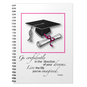 Graduation Pink Polka Dots Hat, Diploma Notebook