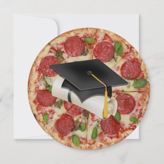 Graduation Pizza Party Round Invitation (Front)