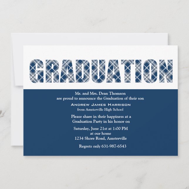 Graduation Plaid Invitation (Front)