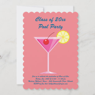 Graduation Pool Party Invitation in Coral