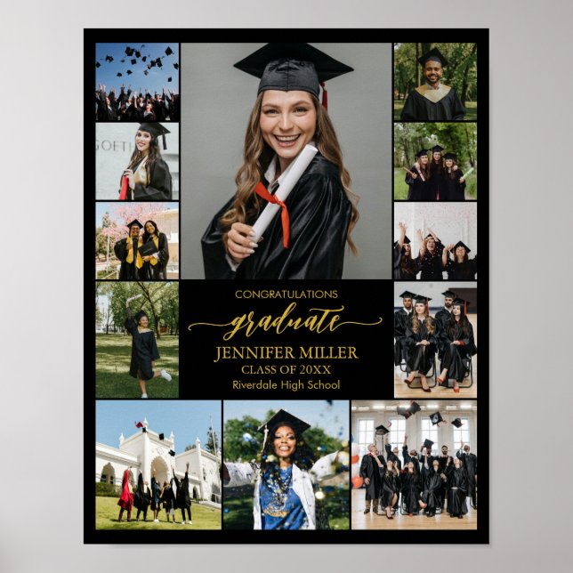 Graduation Portrait Personalized Photo Collage Poster (Front)