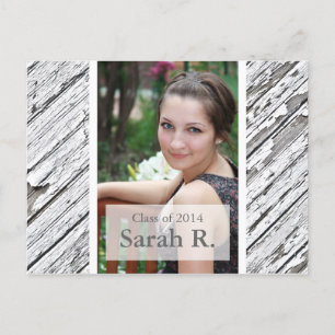 Graduation Postcard Invitation - Wood Texture side