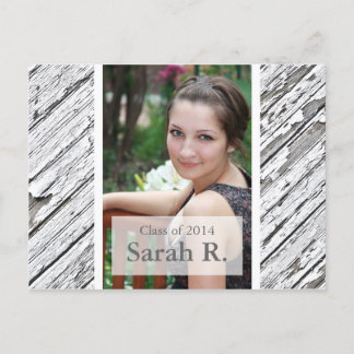 Graduation Postcard Invitation - Wood Texture side