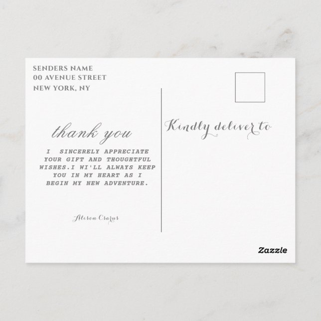 graduation postcard thank you script (Back)