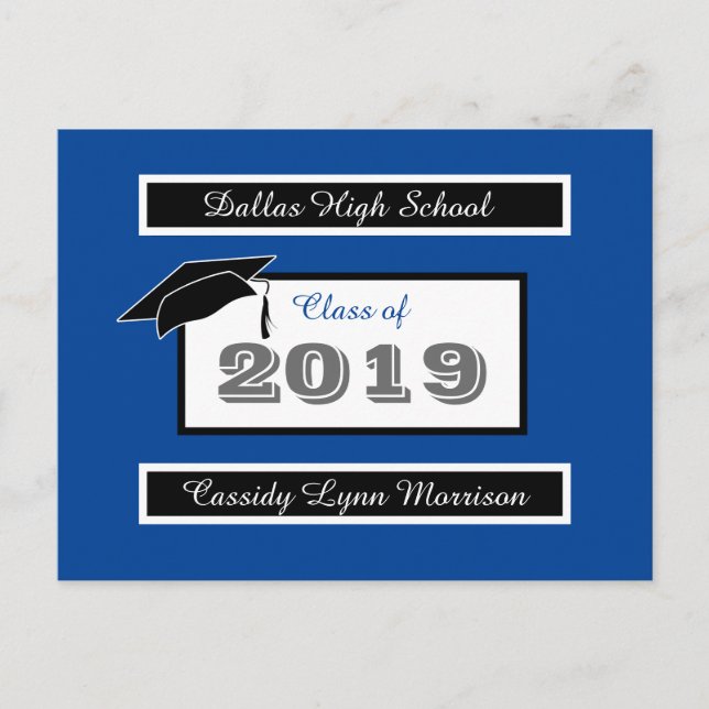 Graduation Postcards Blue & White (Front)