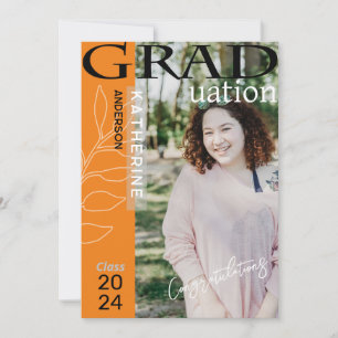 Graduation Poster Styled Photo Orange Holiday Card