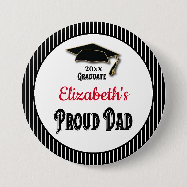 Graduation Proud Dad Parent Daughter Monogram Grad 7.5 Cm Round Badge (Front)