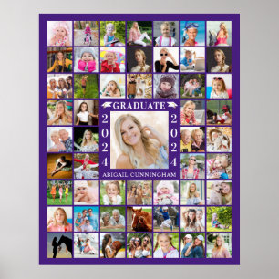 Graduation Purple 55 Photo Collage Personalised Poster