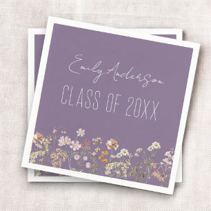Graduation Purple Wildflower Boho Grad Napkin