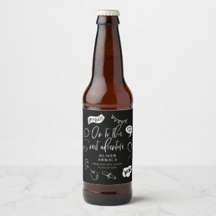 Graduation Quirky Doodle Next Adventure Black Beer Bottle Label
