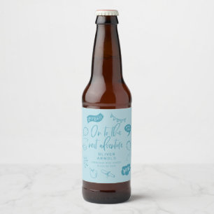 Graduation Quirky Doodle Next Adventure Blue Beer Bottle Label