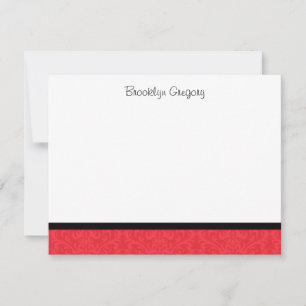 Graduation Red Damask Thank You Note Card