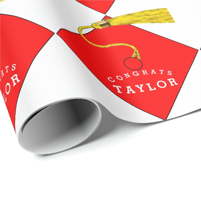 Graduation Red Gift Wrapping Paper (Roll Corner)