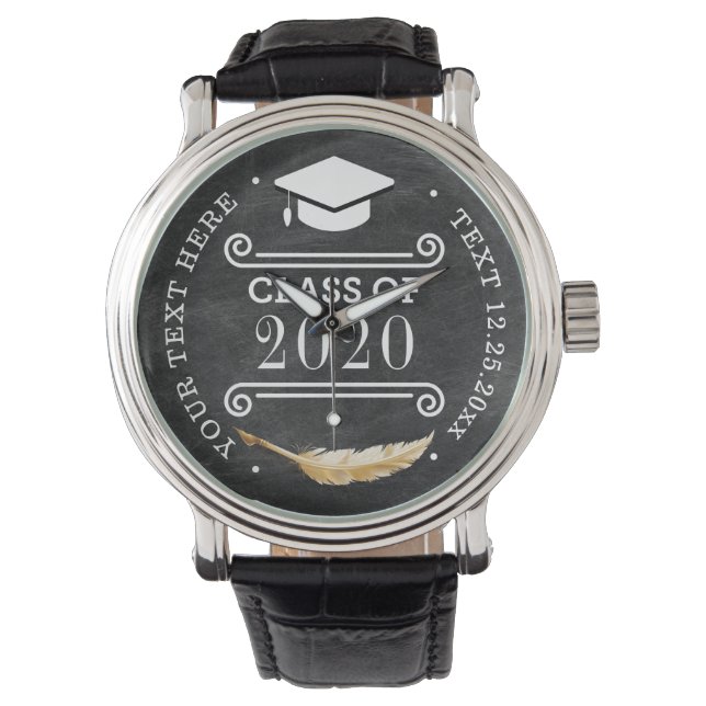 Graduation Retro Chalkboard Personalised Luxury Watch (Front)