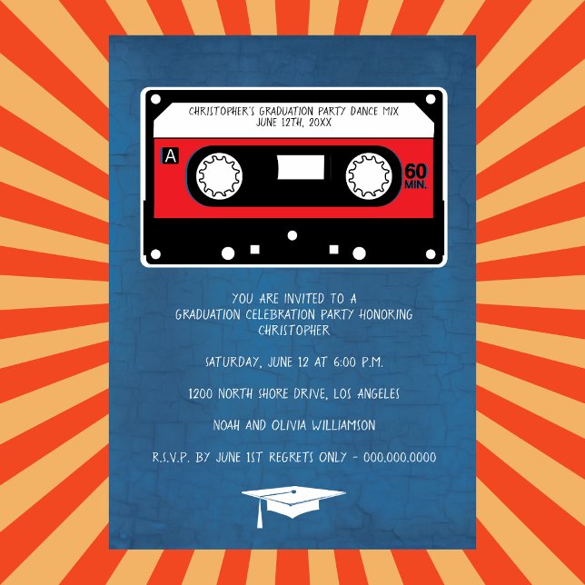 Graduation Retro Mix Tape Graduation Party Announcement (Creator Uploaded)