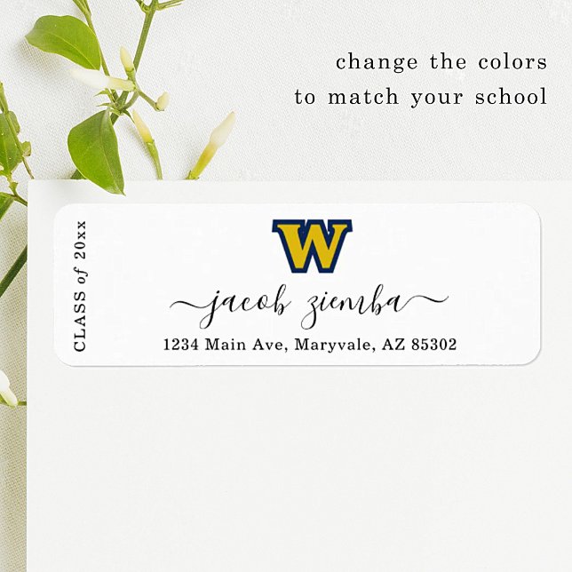 Graduation Return Address Label with School Logo (Creator Uploaded)