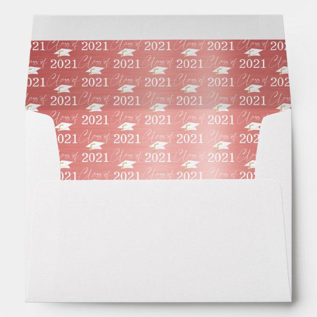 Graduation Rose Gold Class Year Pattern Address Envelope (Back (Bottom))