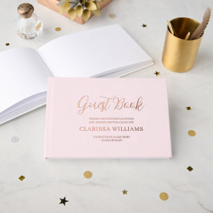 Graduation Rose Gold Foil Pink Guest Book