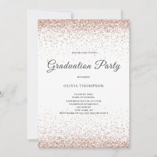 Graduation Rose Gold Glitter Party Invitation