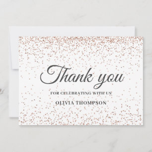 Graduation Rose Gold Glitter  Thank You Card