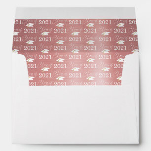 Graduation Rose Gold Script Class of 2021 Pattern Envelope
